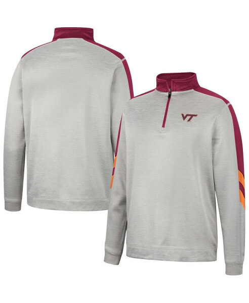 Men's Gray and Maroon Virginia Tech Hokies Bushwood Fleece Quarter-Zip Jacket