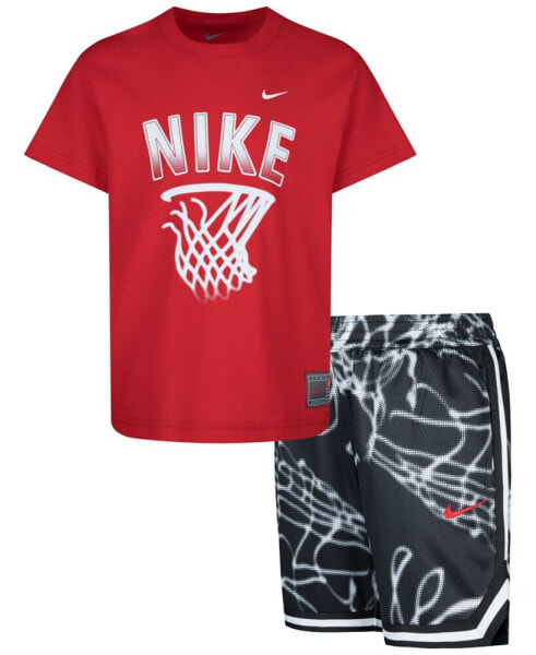 Little Boys Mesh T-shirt and Shorts, 2 Piece Set