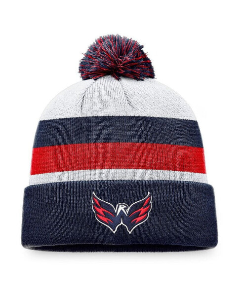 Men's Navy, Red Washington Capitals Fundamental Cuffed Knit Hat with Pom