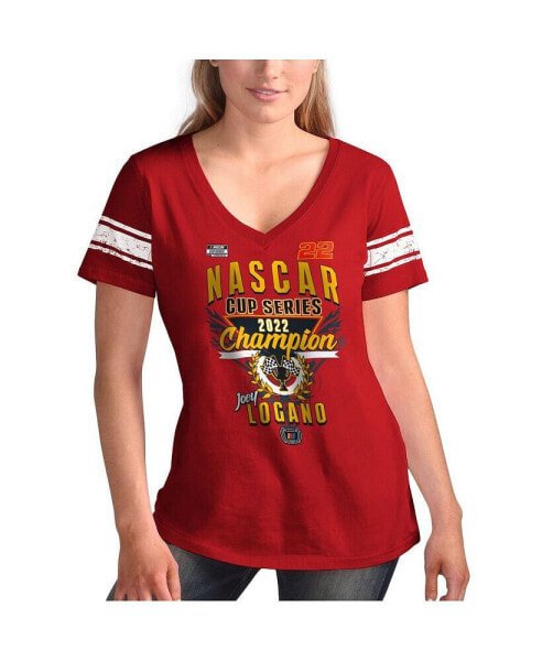 Women's Red Joey Logano 2022 NASCAR Cup Series Champion V-Neck T-shirt
