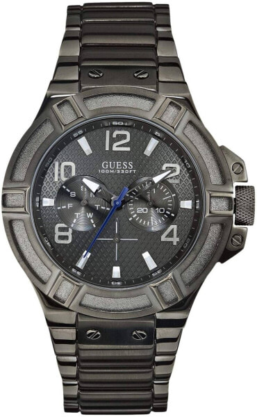 Guess Armbanduhr Herren-Armbanduhr XL Rigor Multifunktion Analog Quarz Edelstahl W0218G1