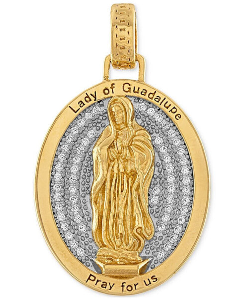Cubic Zirconia Our Lady of Guadalupe Amulet Pendant in Sterling Silver & 14k Gold-Plate, Created for Macy's