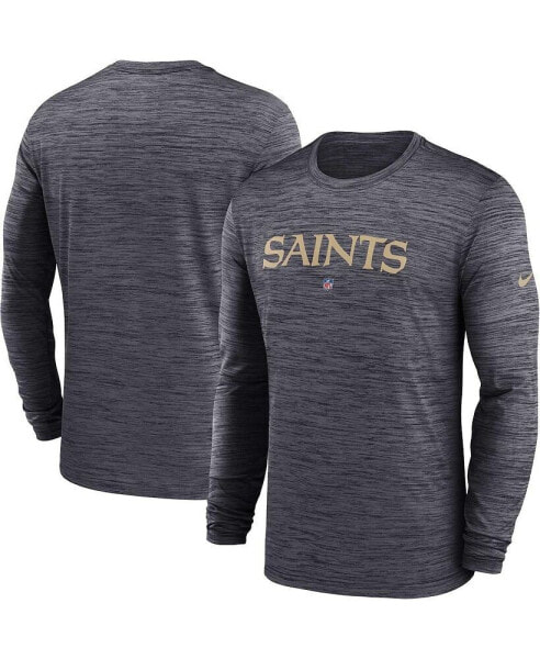 Men's Black New Orleans Saints Sideline Team Velocity Performance Long Sleeve T-shirt