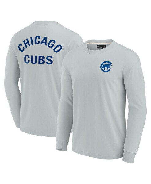 Men's and Women's Gray Chicago Cubs Super Soft Long Sleeve T-shirt