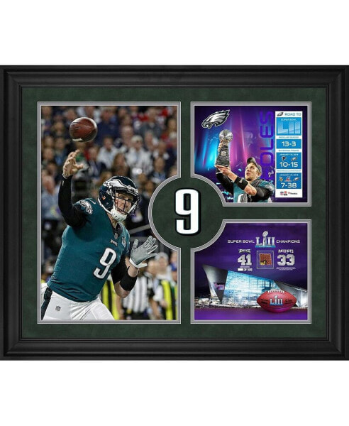 Коллаж фото чемпионов Super Bowl LII Philadelphia Eagles nick Foles Fanatics Authentic - ограниченное издание 500 - с фрагментом игрового мяча