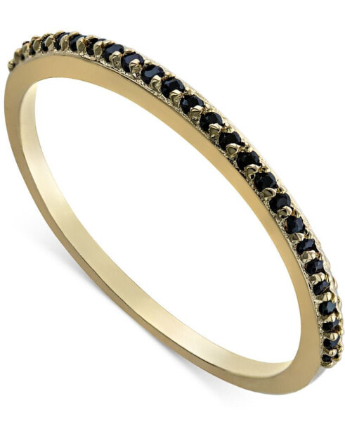 Black Spinel Narrow Band in 18k Gold-Plated Sterling Silver, Created for Macy's