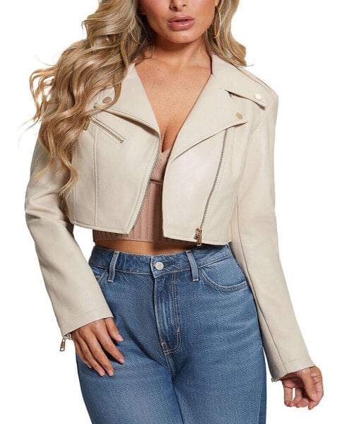 Women's Rochelle Cropped Faux-Leather Moto Jacket