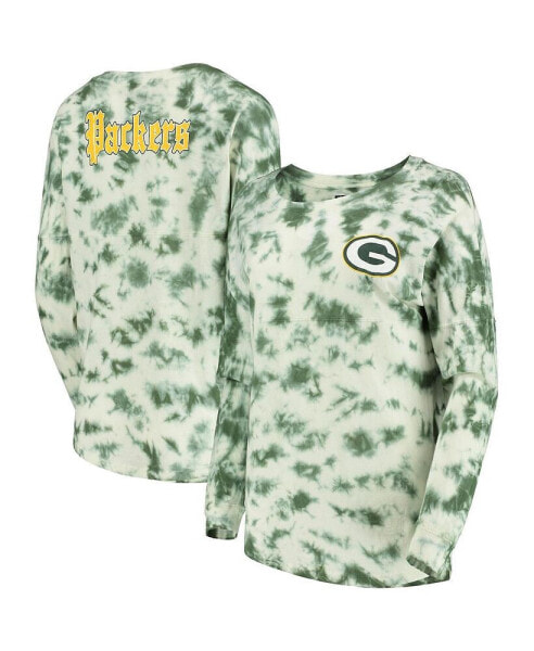 Women's Green Green Bay Packers Tie-Dye Long Sleeve T-shirt