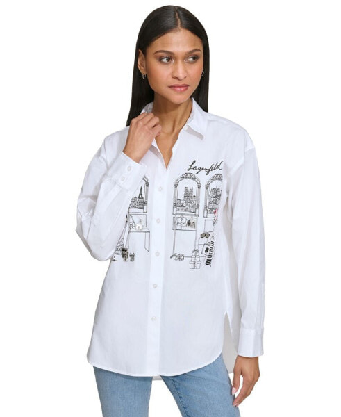 Women's Shopping Girl Cotton Long-Sleeve Shirt