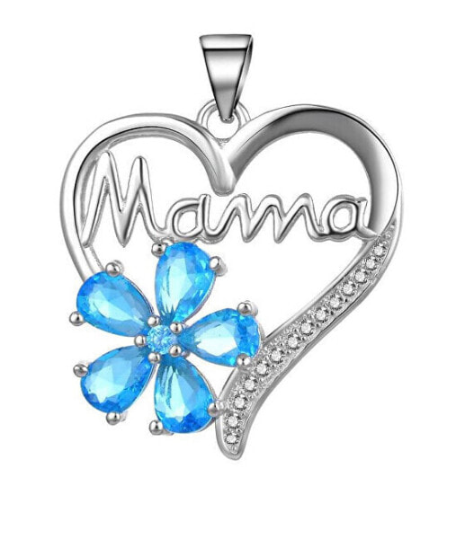 Charming silver pendant Sparkling Heart Mama P0001346