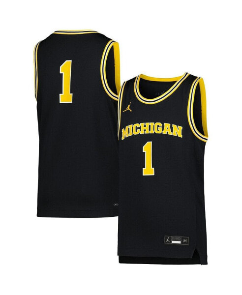 Big Boys #1 Navy Michigan Wolverines Icon Replica Basketball Jersey