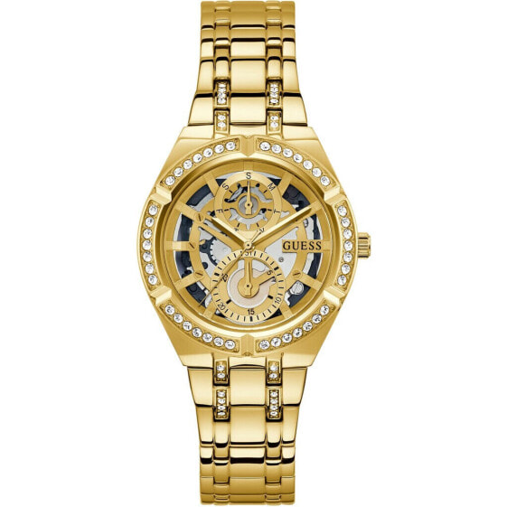 Guess Damen Armbanduhr Allara Multifunktion skeleton Gold GW0604L2