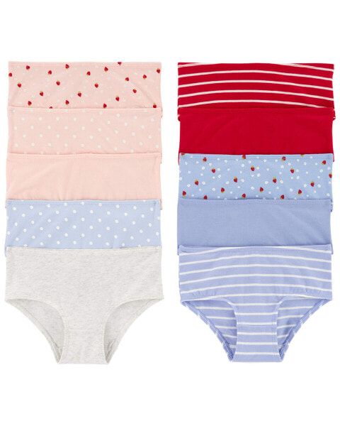 Kid 10-Pack Strawberry Brief Stretch Cotton Undies 6-6X