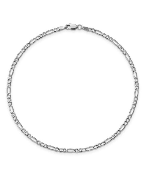 Figaro Chain Anklet in 14k White Gold