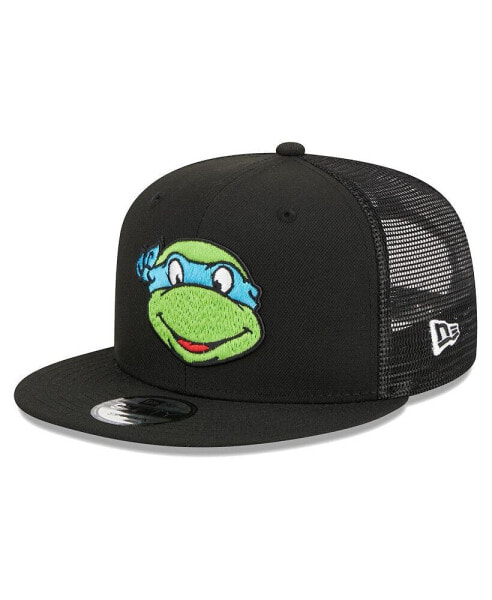 Men's Black Teenage Mutant Ninja Turtles Happy Leonardo Trucker 9FIFTY Snapback Hat