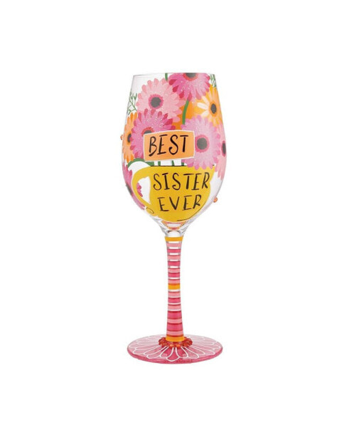 Lolita Best Sister Ever Wine Glass, 15 oz