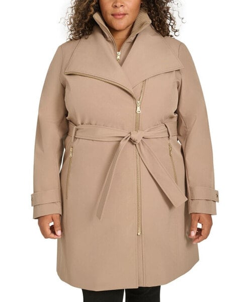 Plus Size Belted Long-Sleeve Wrap Coat, Created for Macy's