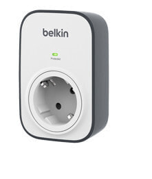 Belkin SurgeCube - 306 J - 1 AC outlet(s) - Type F - Type F (Schuko) - Black - White
