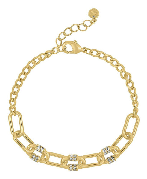 Crystal 18K Gold Plated Link Bracelet