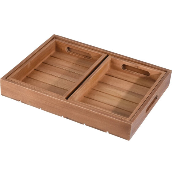 Serviertablett TEAK 3er Set 39x29x5 cm