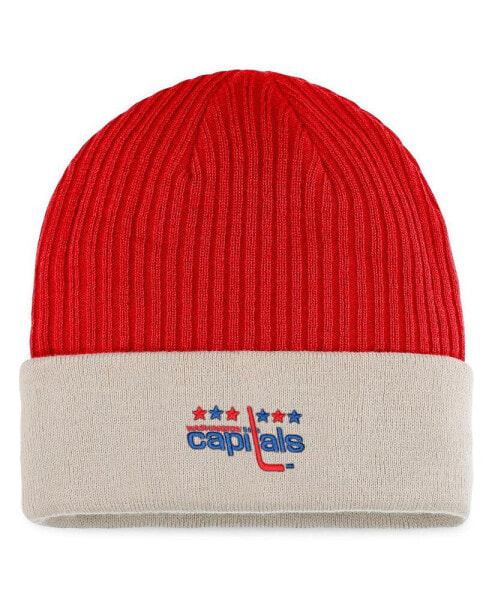 Men's Red and Khaki Washington Capitals True Classic Outdoor Play Cuffed Knit Hat