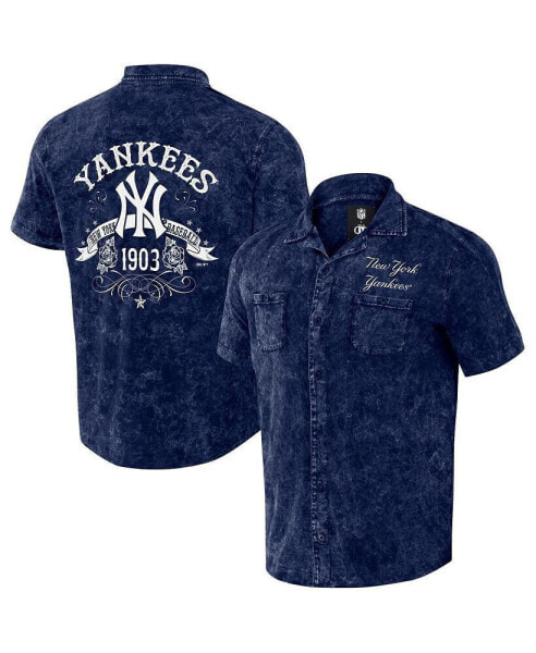Рубашка мужская джинсовая Fanatics New York Yankees с размытым эффектом в цвете команды