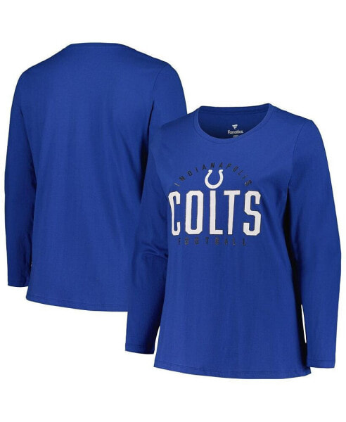 Women's Royal Indianapolis Colts Plus Size Foiled Play Long Sleeve T-shirt