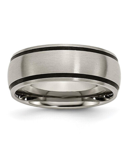 Titanium Brushed with Black Rubber Wedding Band Ring