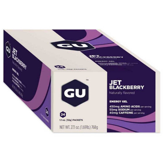 GU 32g 24 Units Jet Blackberry Energy Gels Box