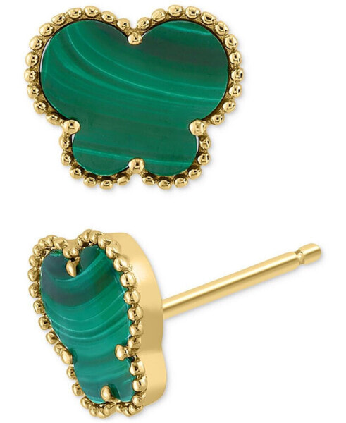 EFFY® Malachite Butterfly Silhouette Stud Earrings in 14k Gold