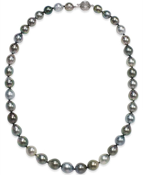 Tahitian Multicolor Pearl (8-10mm) Strand Necklace in 14k White Gold