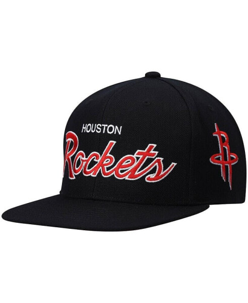 Men's Black Houston Rockets Hardwood Classics Script 2.0 Snapback Hat