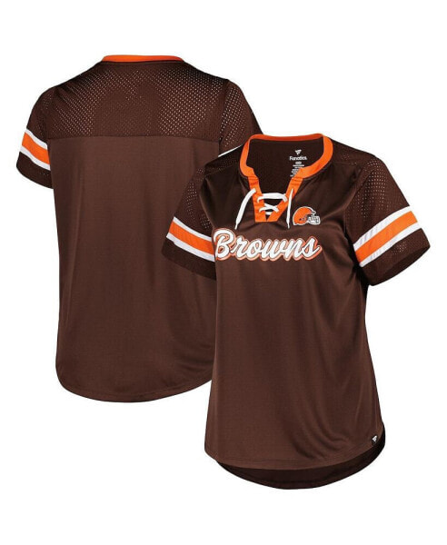 Футболка женская Fanatics Cleveland Browns коричневая Plus Size Original State Lace-Up