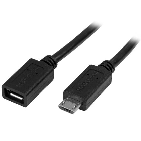 StarTech.com Micro-USB Extension Cable - M/F - 0.5m (20in), 0.5 m, Micro-USB B, Micro-USB B, USB 2.0, 480 Mbit/s, Black