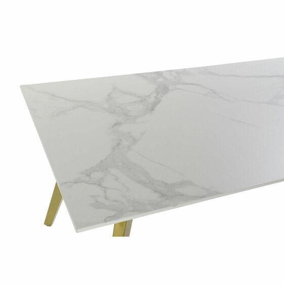 Обеденный стол DKD Home Decor Керамика Позолоченный Металл Белый 160 x 90 x 76 cm