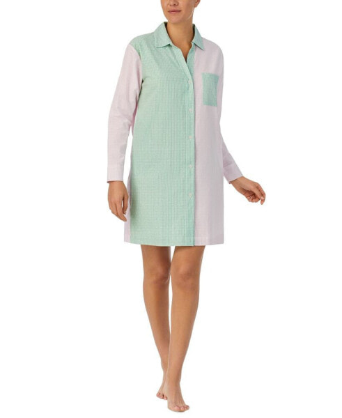 Пижама Sanctuary Женская хлопковая рубашка для сна с блоками цвета ];]