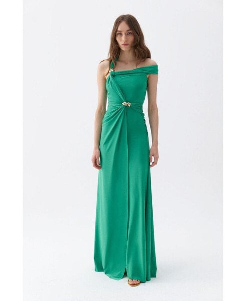 Women's Long Dress with Accessory Detail