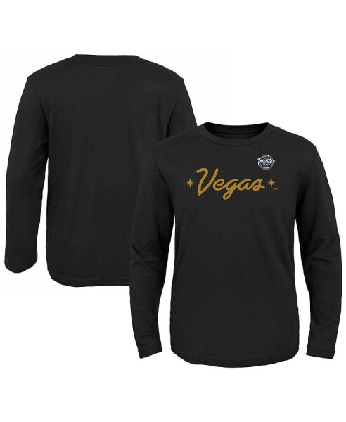 Youth Black Vegas Golden Knights 2024 NHL Winter Classic Secondary Logo Long Sleeve T-shirt