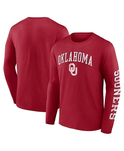 Men's Crimson Oklahoma Sooners Distressed Arch Over Logo Long Sleeve T-shirt