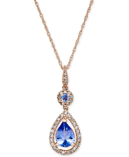 Macy's ruby (1-1/4 ct. t.w.) and Diamond (1/3 ct. t.w.) Pendant Necklace in 14k Rose Gold (Also Available In Tanzanite)