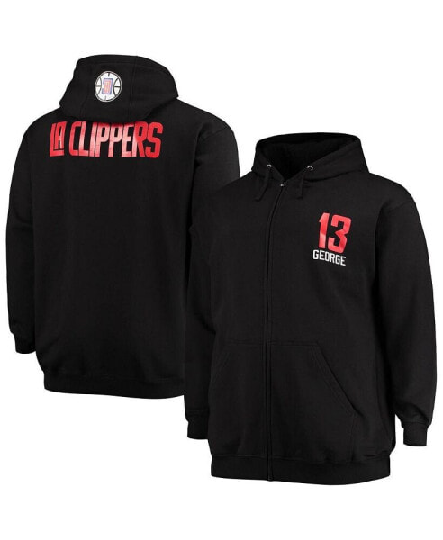 Men's Paul George Black LA Clippers Big and Tall Player Name and Number Full-Zip Hoodie Jacket