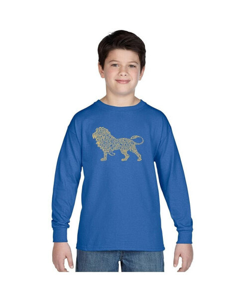 Big Boy's Word Art Long Sleeve T-shirt - Lion