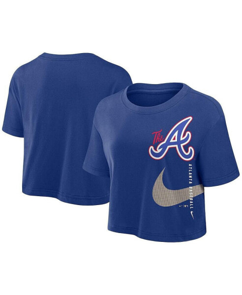 Women's Royal Atlanta Braves City Connect Performance Cropped T-Shirt