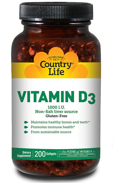 Country Life Vitamin D3 Витамин Д 3 1000 МЕ 200 капсул
