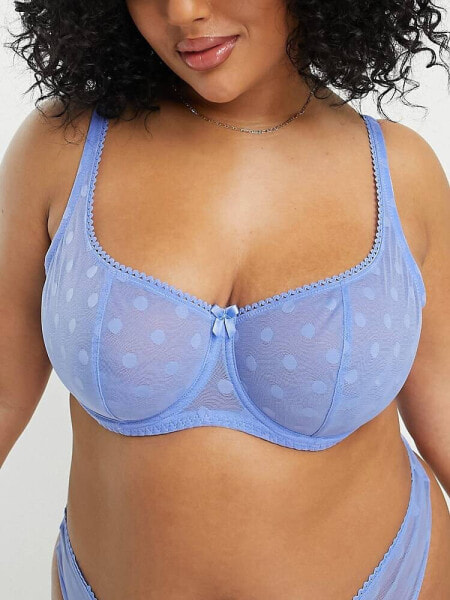 Ivory Rose Curve B-G mesh spot balconette bra in blue