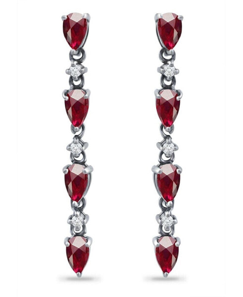 Created Ruby and Cubic Zirconia Linear Drop Earrings