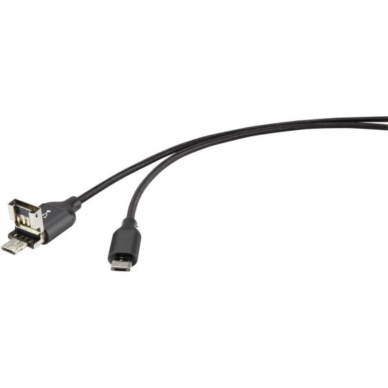 Renkforce RF-4489587 - 1 m - USB A - Micro-USB B - USB 2.0 - 480 Mbit/s - Black