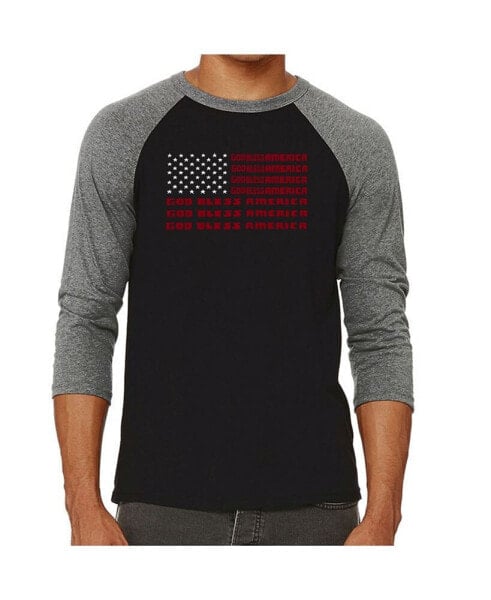 Men's Raglan Word Art T-shirt - God Bless America