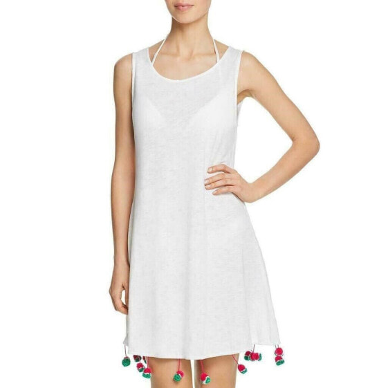 Pitusa 257039 Women's Watermelon Pom Pom White Swim Dress Cover Up Size OS