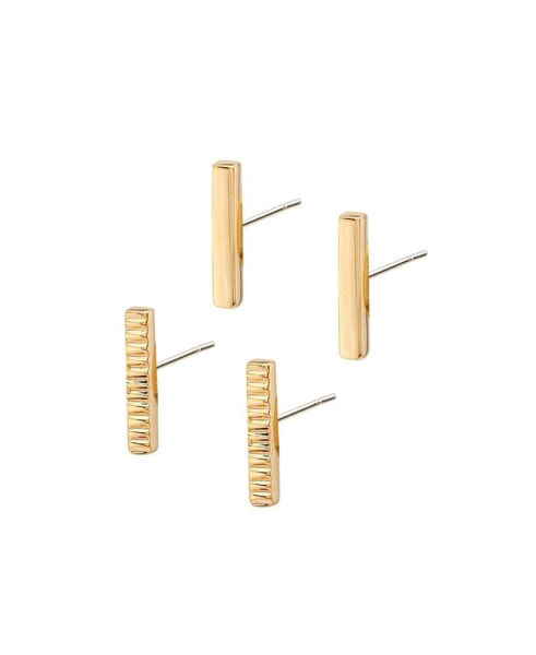 24K Gold-Plated Meta Bar Stud Earring 4 Piece Set